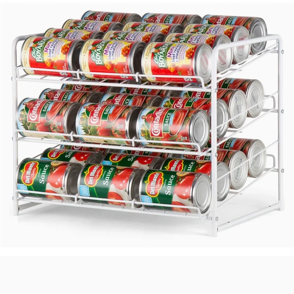 Stackable 3-Tier Can Rack Organizer/Color White/Material Metal - Picture 1 of 8